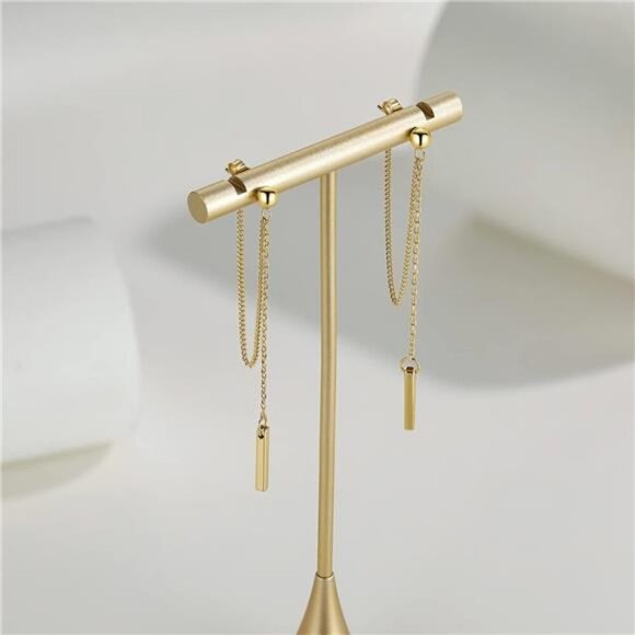 Chain Earrings for Women 18K Gold Plated Dainty Bar Drop Dangle Earrings - Picture 5 of 7